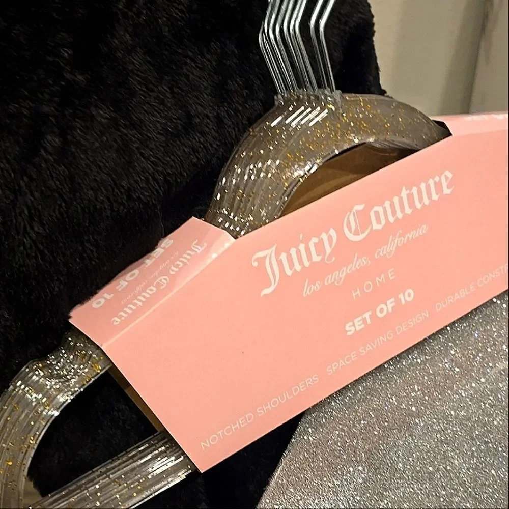 Juicy Couture Home Clear & Gold Speced Notched Shoulders Space Saving H…‎